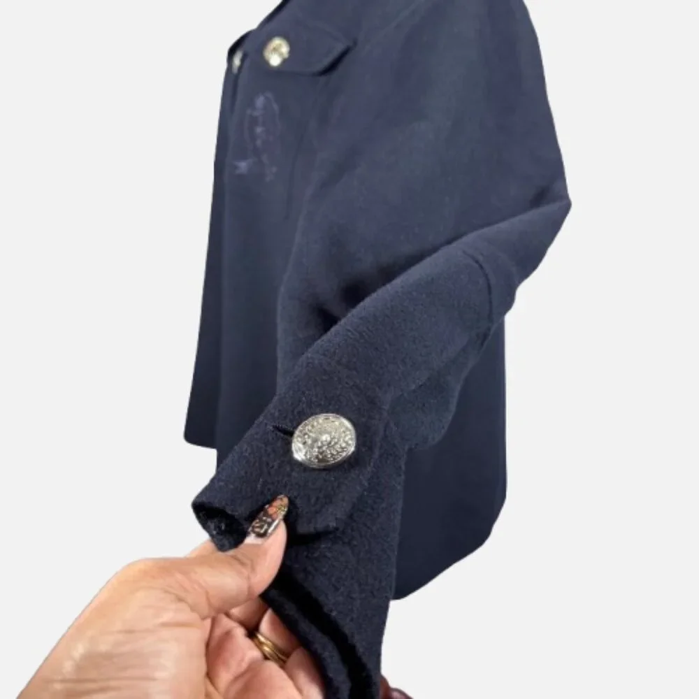 Tommy Hilfiger ICONS Wool Blend Navy Silver Crest Buttons Shacket Jacket (SZ 46) - Picture 6 of 16